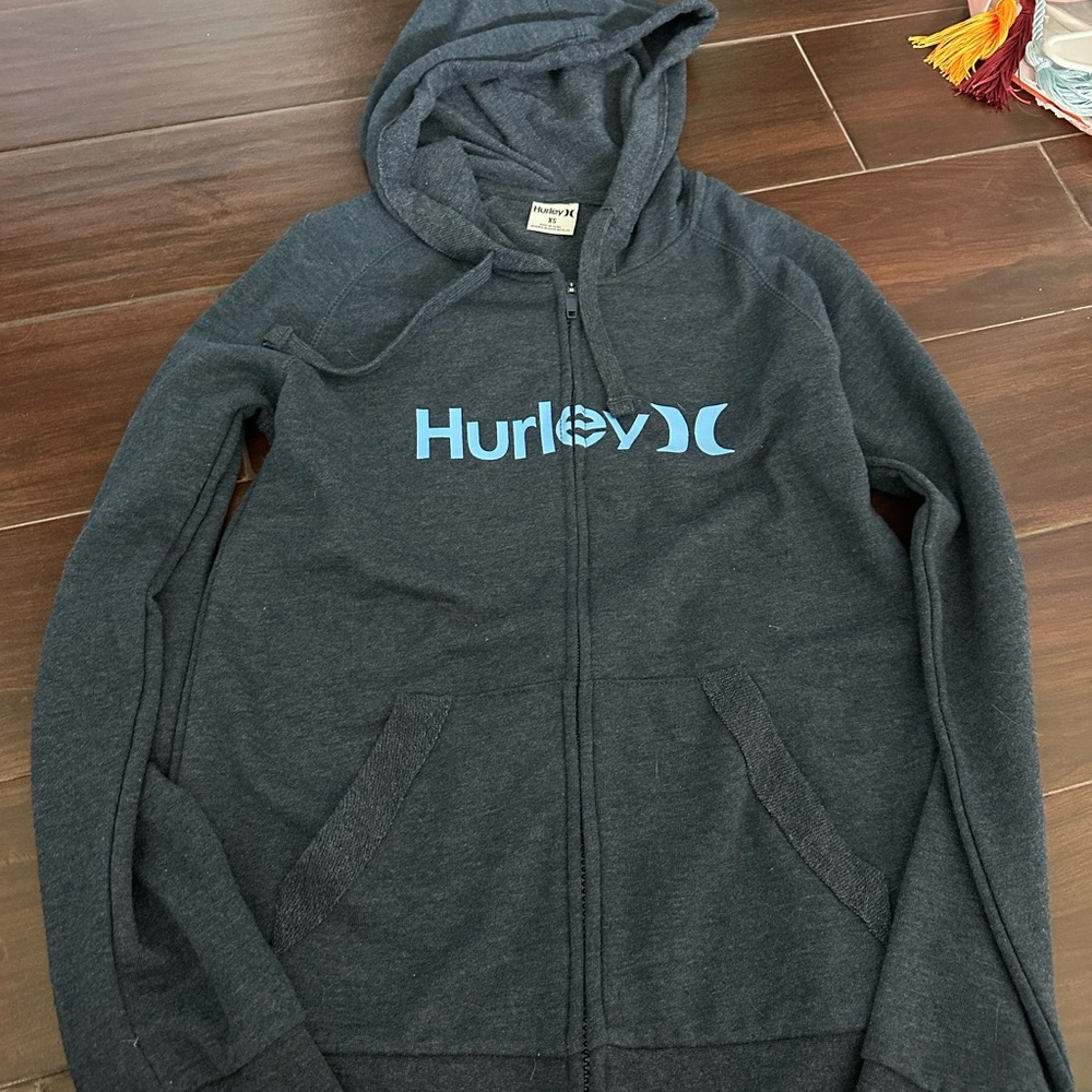 Hurley Dark Gray Hoodie with Blue Logo